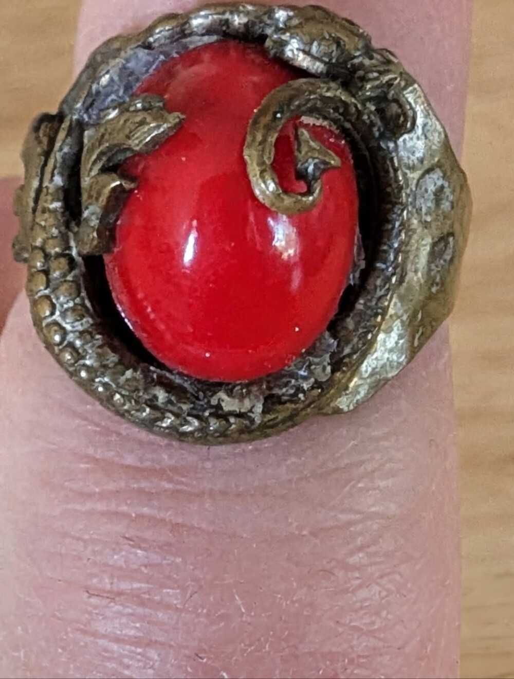 Vintage Brass Ring With Dragon Detail